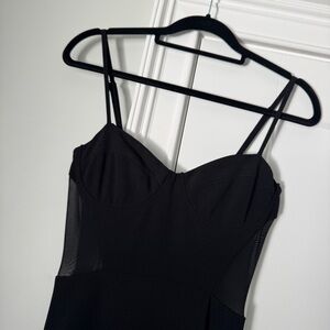 Black nookie-style cocktail dress with mesh side panels - Mediun